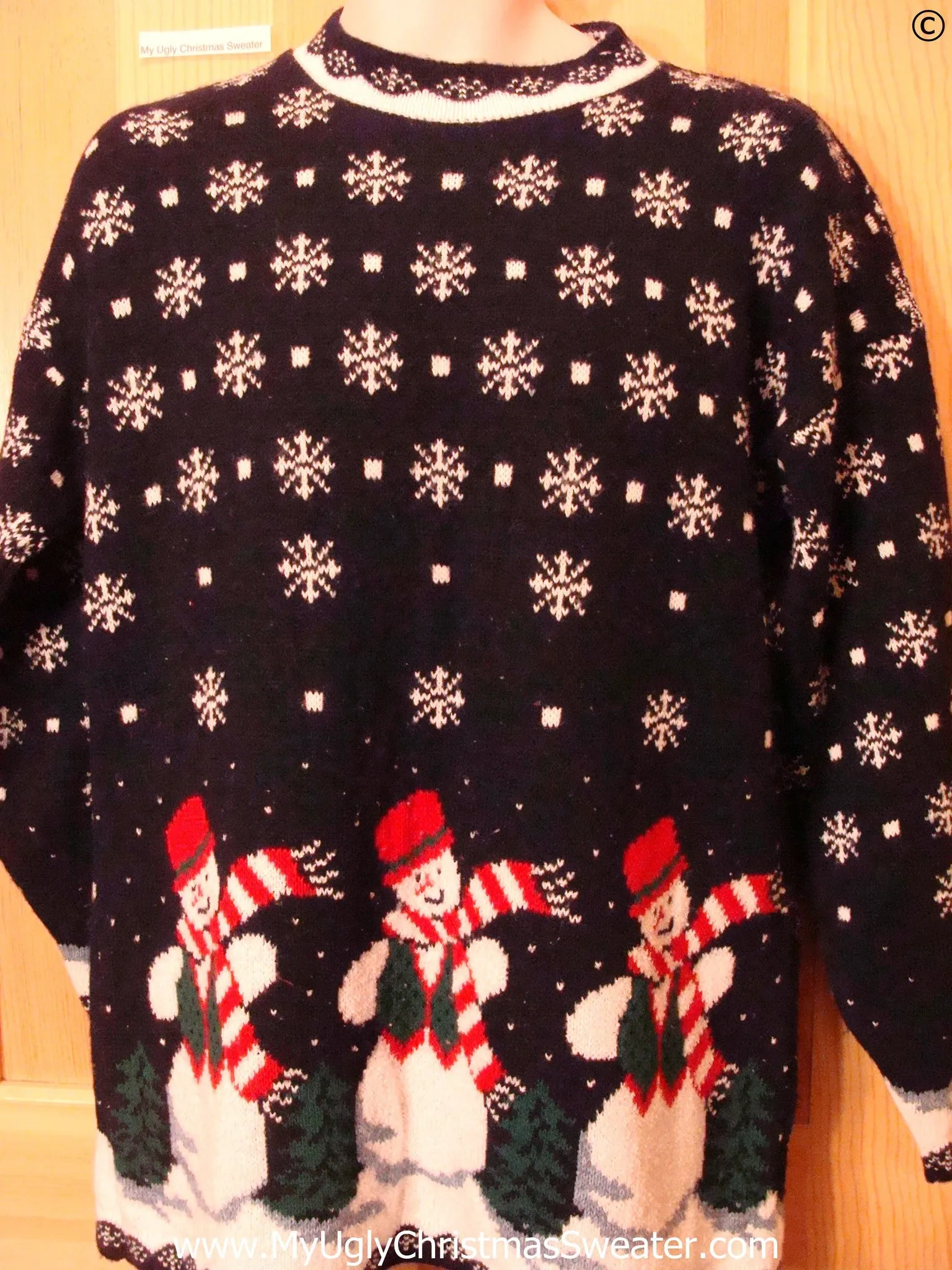 80s Triplet Snowmen 2sided Tacky Christmas Sweater