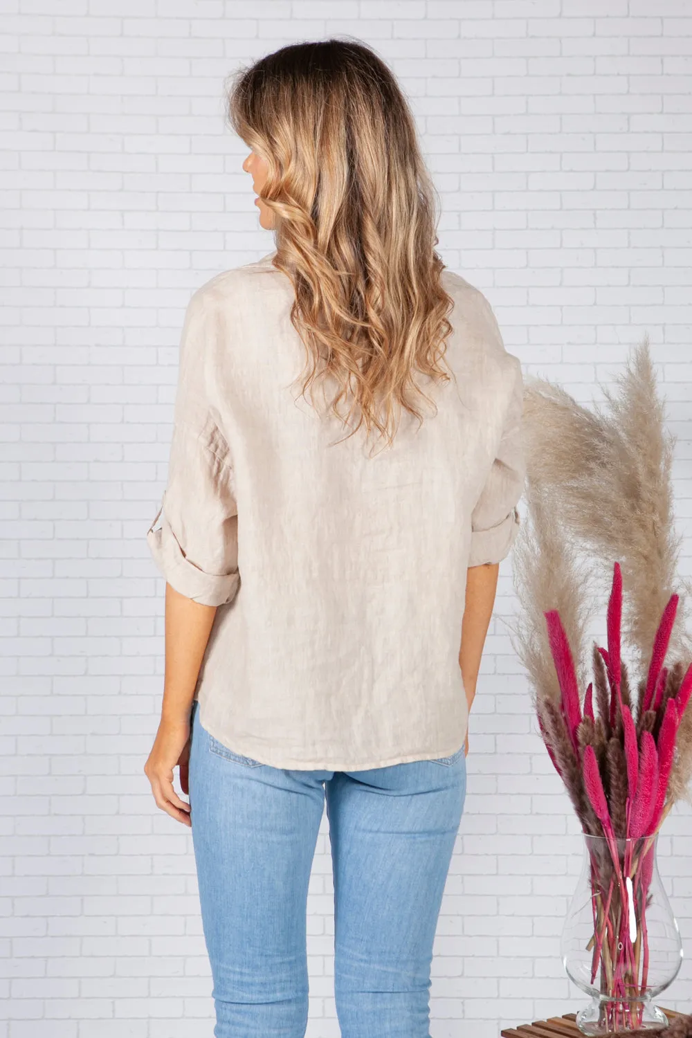 Beige Relaxed Fit Linen Shirt