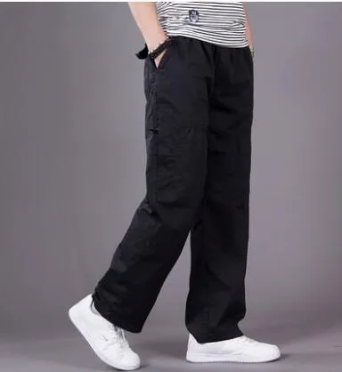 Big Size Casual Men Joggers Pants 2018 summer Loose Wide Cargo Pants Cotton Jumpsuit Elastic Waist Harem tactica Trousers  M-6XL