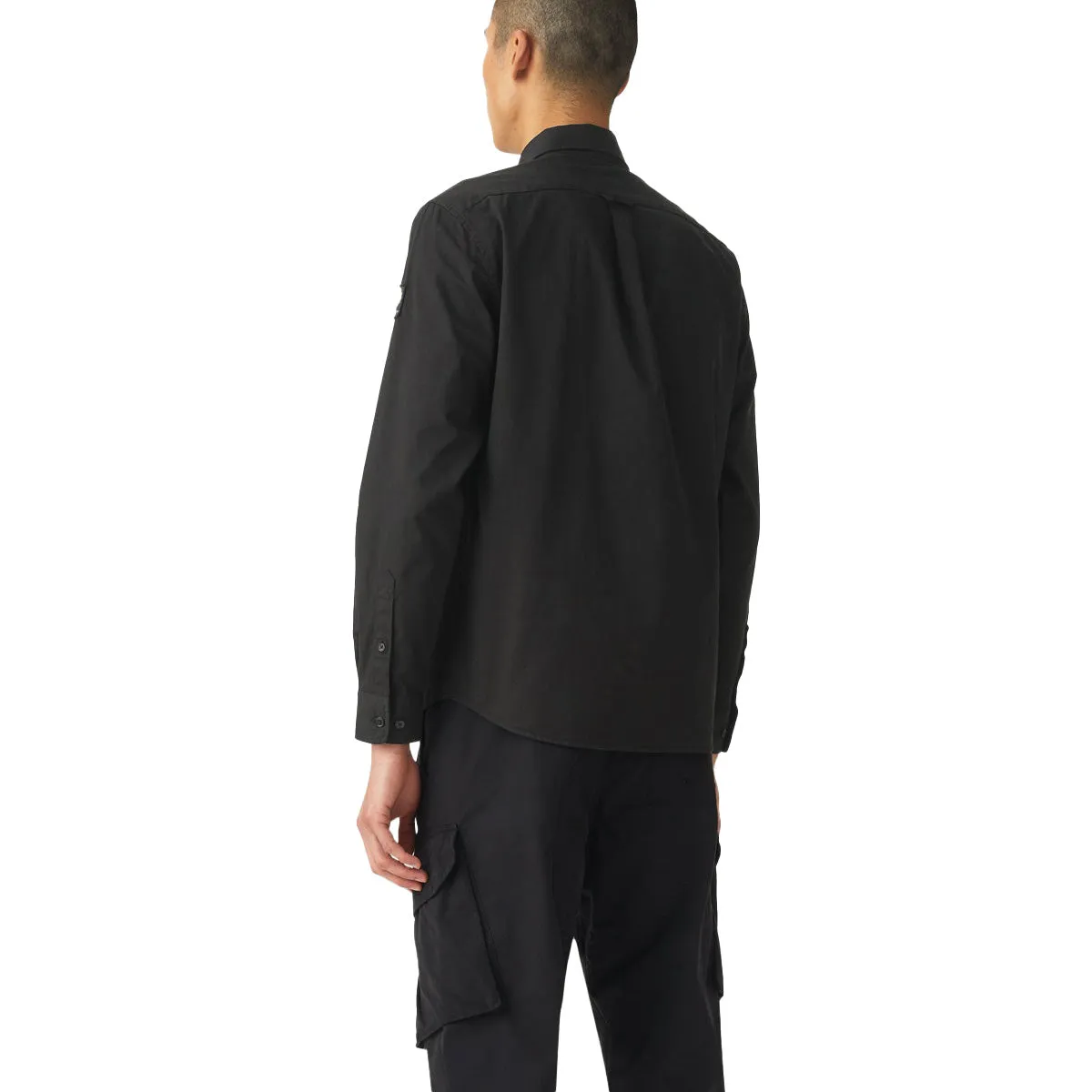 Black Garment Dyed Cotton Scale Shirt