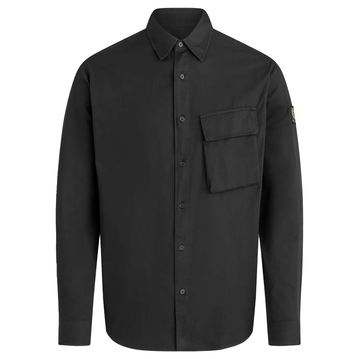 Black Garment Dyed Cotton Scale Shirt