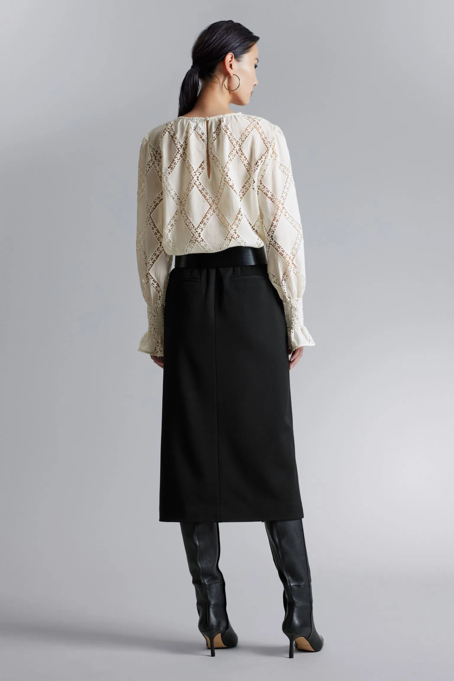 Blouse & Other Stories Embroidered With Gathered Cuffs, white