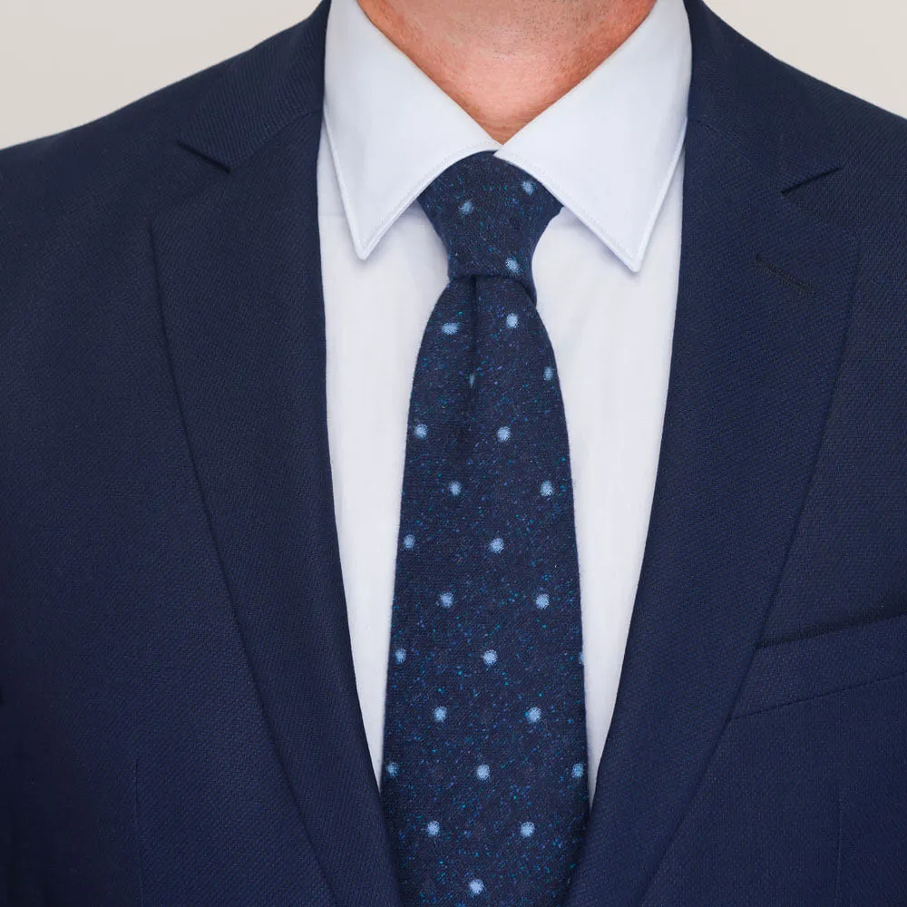 Blue Dot Heritage Weave Cotton Silk Wool Tie