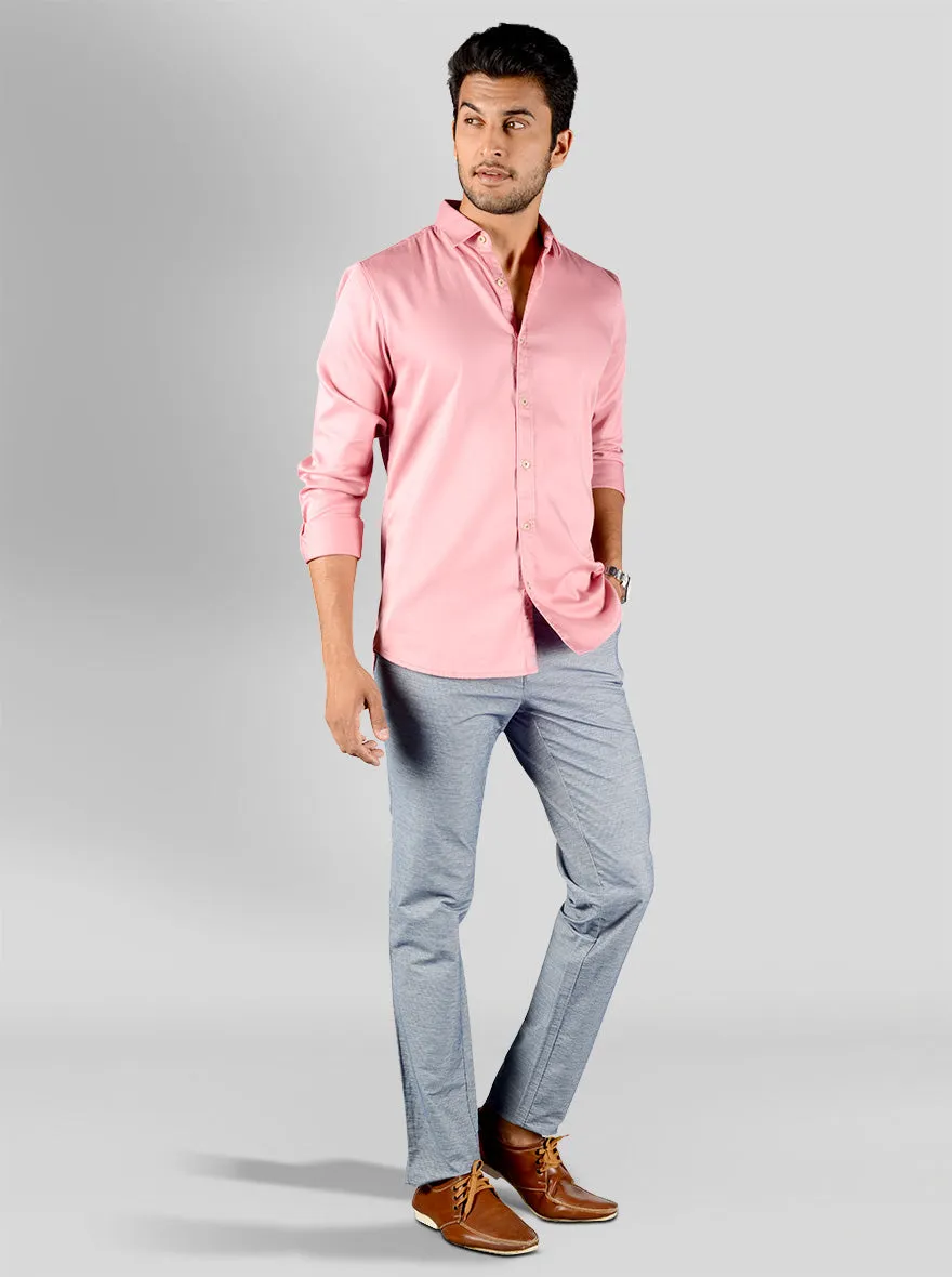 Blush Pink Solid Slim Fit Casual Shirt | Greenfibre