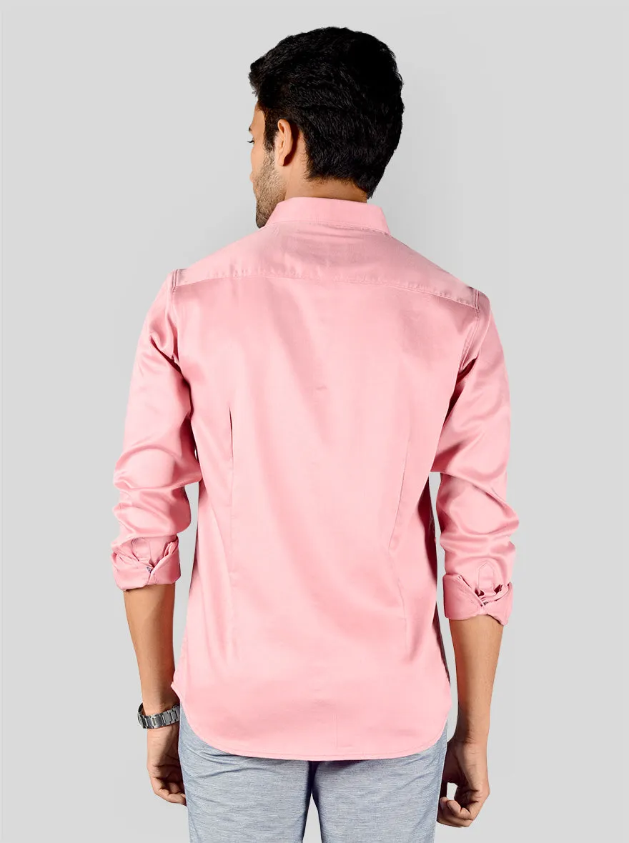 Blush Pink Solid Slim Fit Casual Shirt | Greenfibre