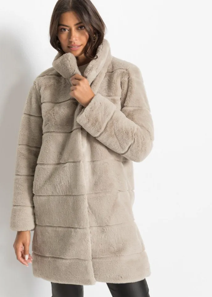 Bodyflirt faux fur coat, beige