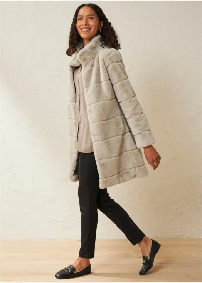 Bodyflirt faux fur coat, beige