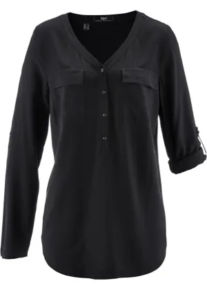 Bpc Bonprix Collection v-neck long sleeve blouse, black