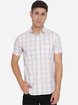 Bright White Checked Slim Fit Semi Casual Shirt | JadeBlue