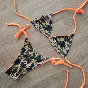 Camo/Orange Triangle Top