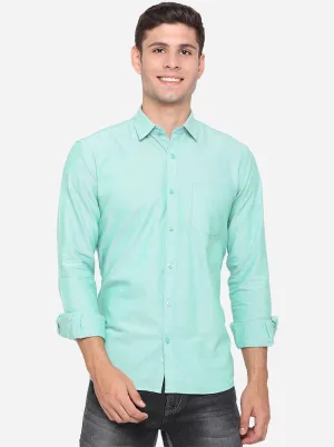 Cerulean Blue Solid Slim Fit Casual Shirt | Greenfibre