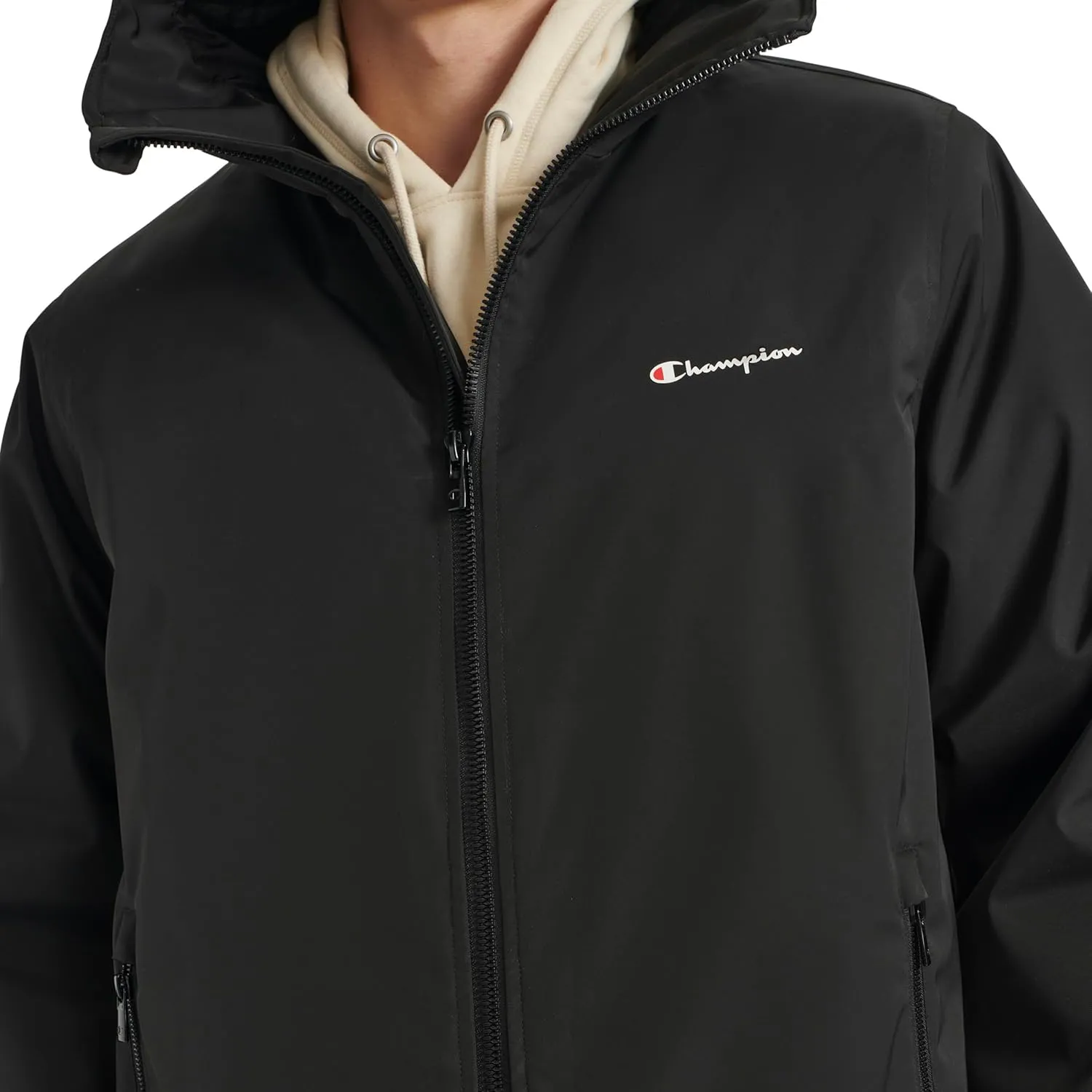 Champion Men's Full-Length Sideline Hooded Jacket with Quilted Lining