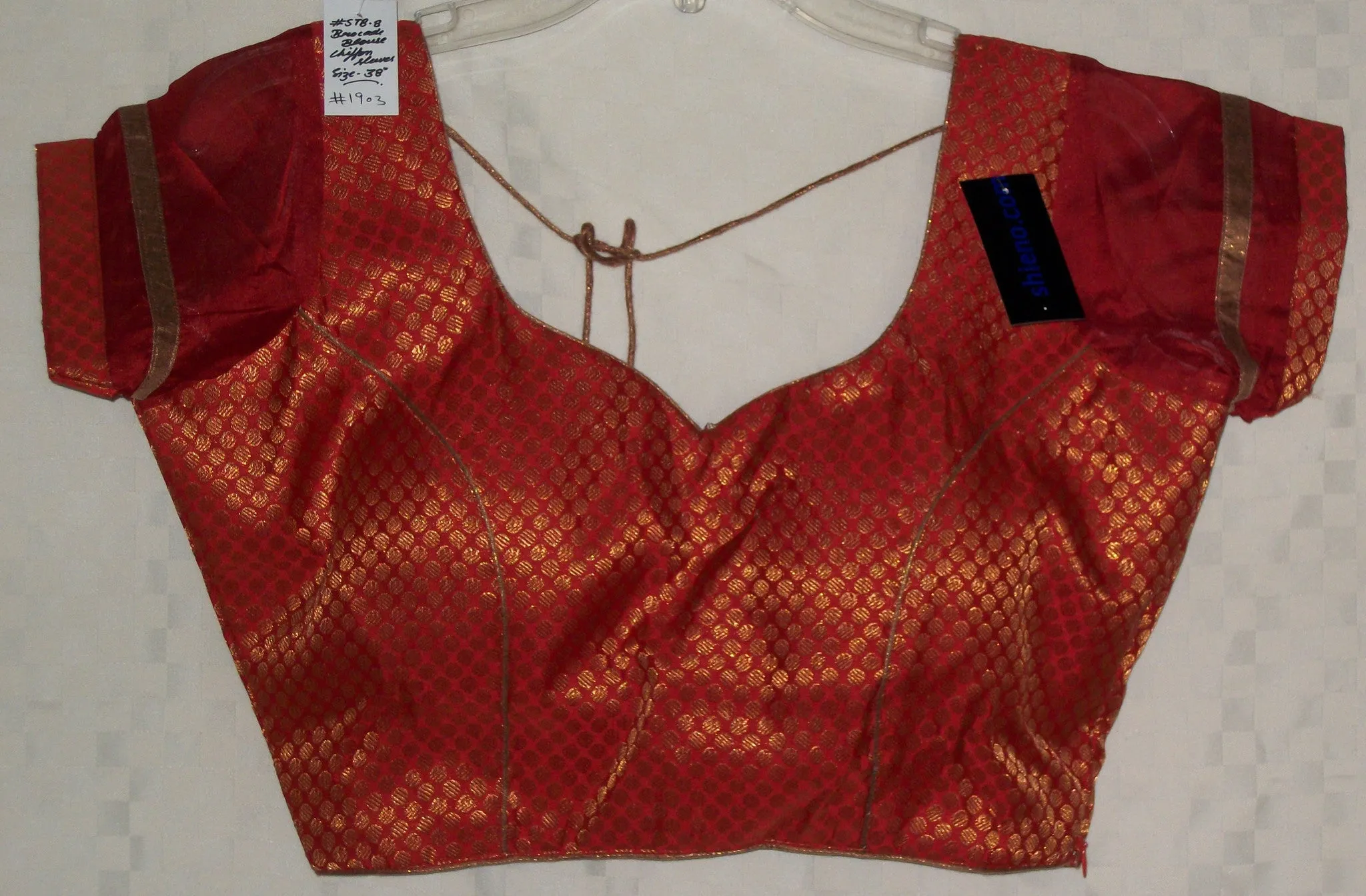 Choli 1903 Red Gold Brocade Medium Size Choli Saree Blouse