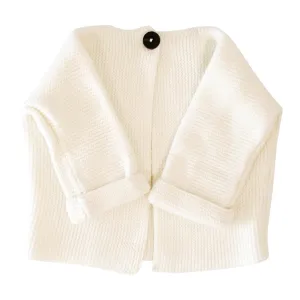 Cotton Knit Baby Jacket - Ivory