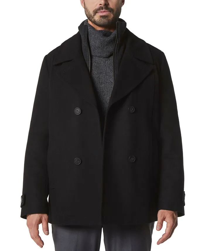 Danton Men's Peacoat with Bib with Marc New York Insert, Black