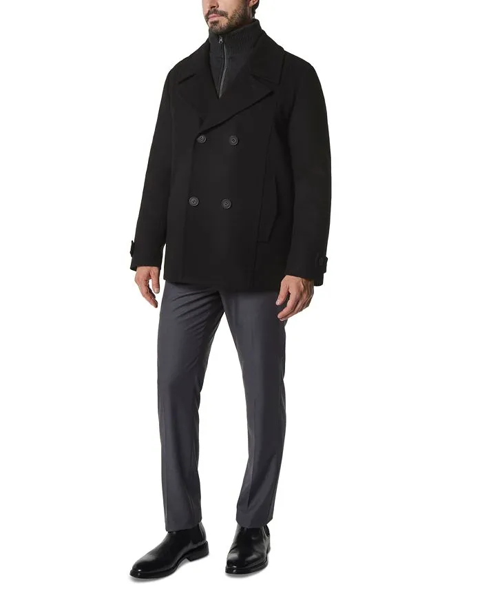 Danton Men's Peacoat with Bib with Marc New York Insert, Black