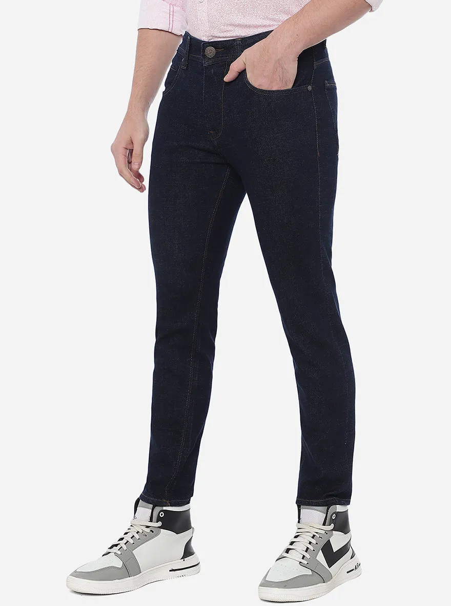 Dark Blue Washed Rider Fit Jeans | JadeBlue