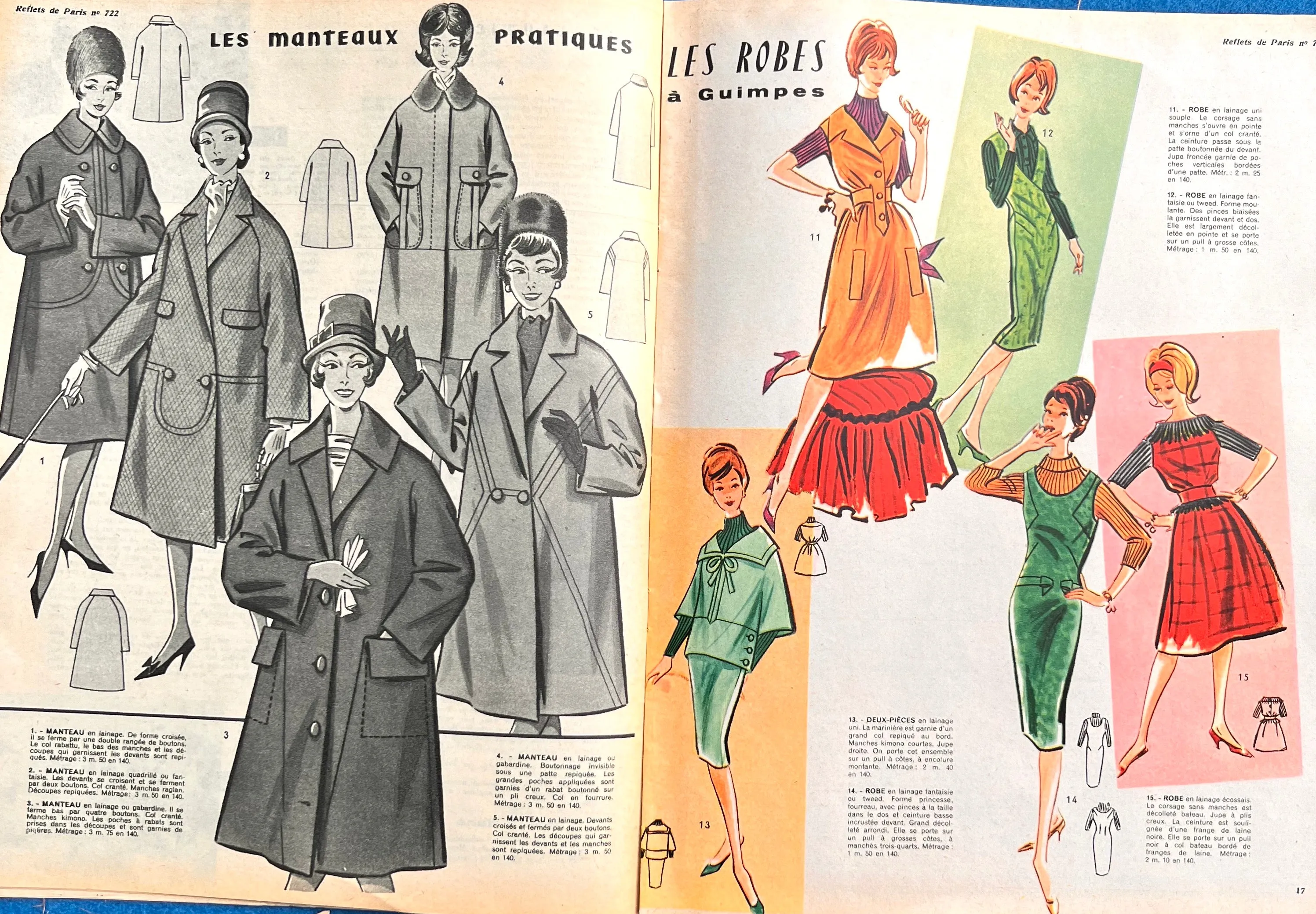 December 1960 French Women's Paper Reflets de Paris with Coat Patterns