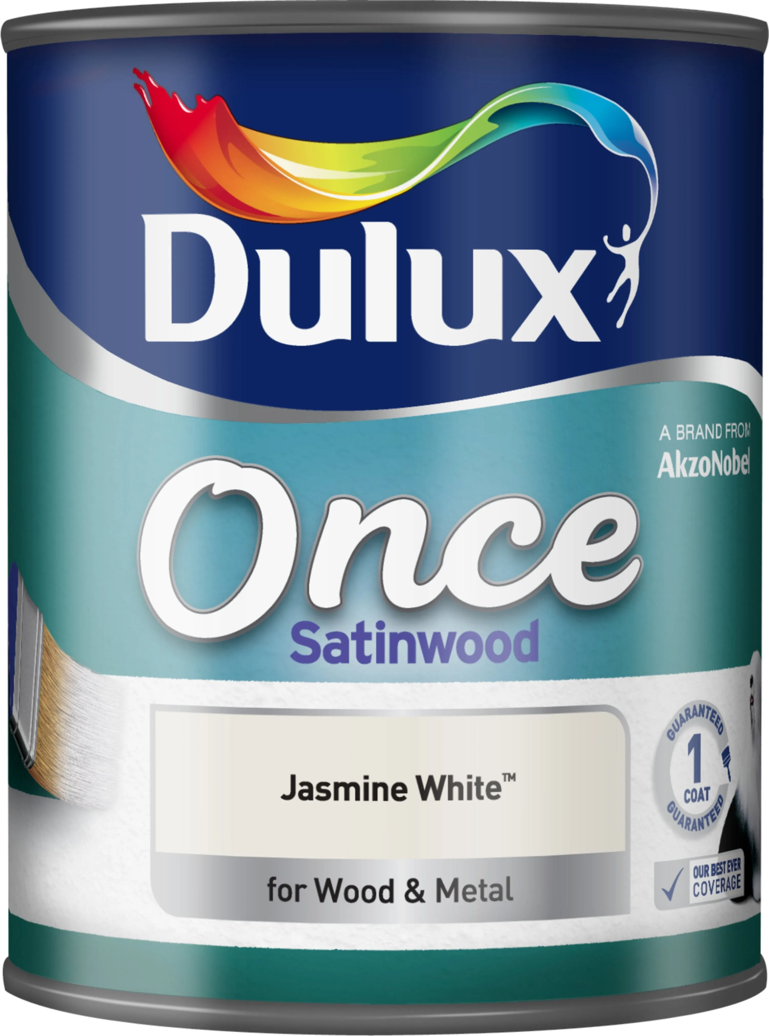 Dulux Once Satinwood Paint For Wood And Metal - Jasmine White 750ml