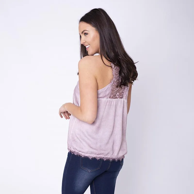 Everyday Lace Tank Top Pink