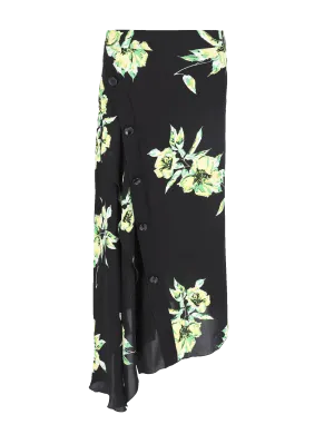 floral silk midi skirt