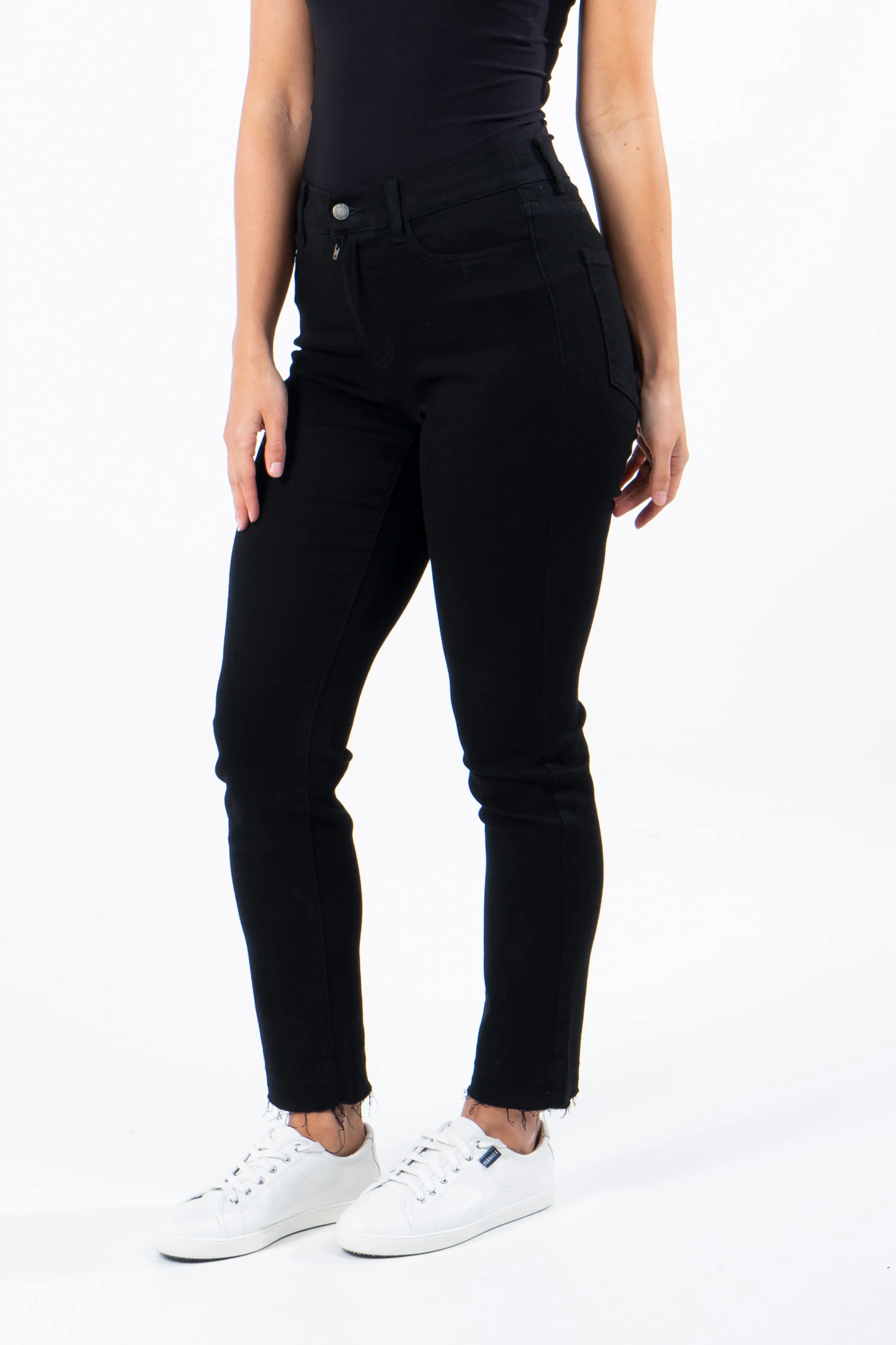 Frayed Slim Fit Jean | Black Denim