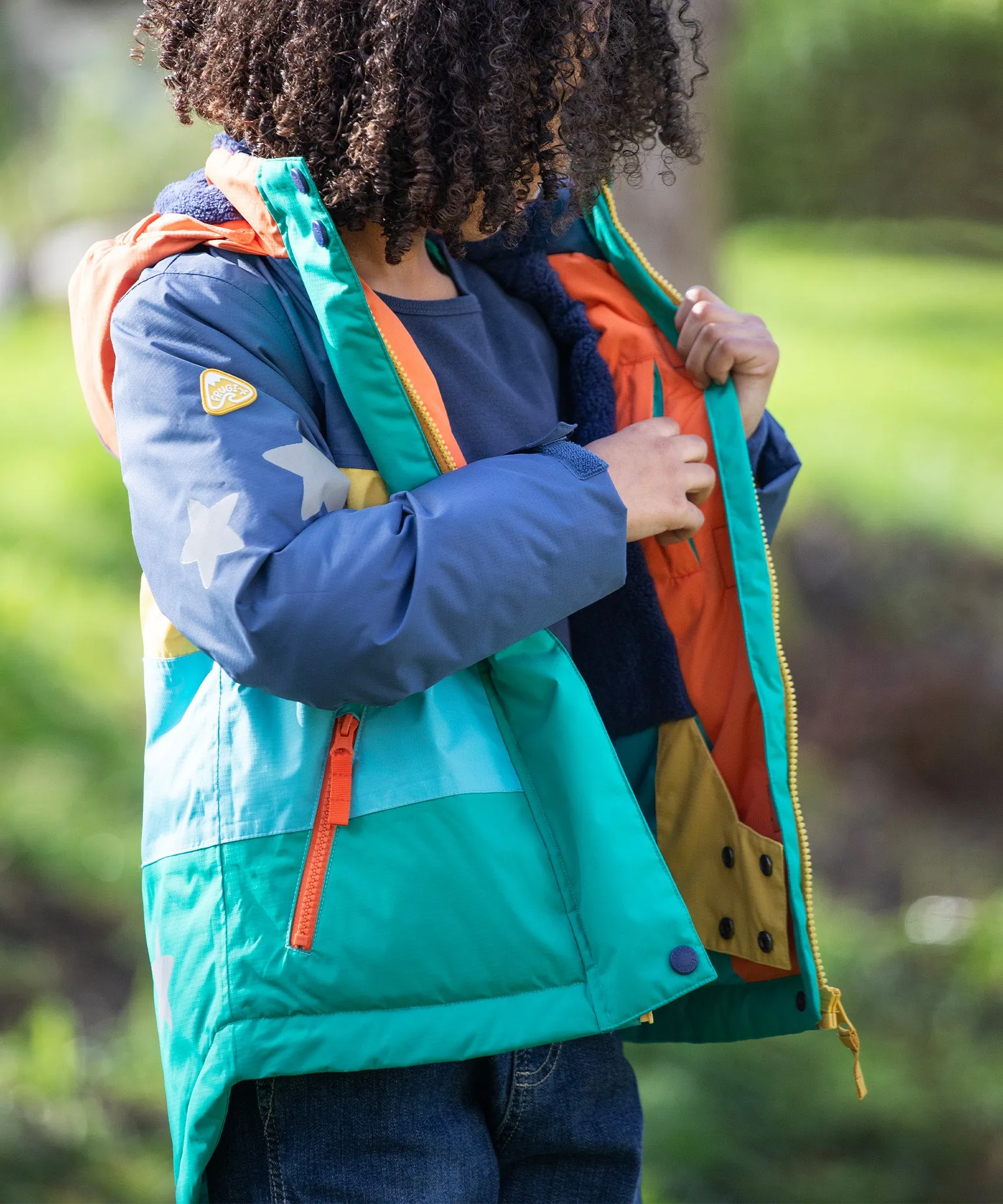 Frugi Snow & Ski Coat - Iguana Colourblock