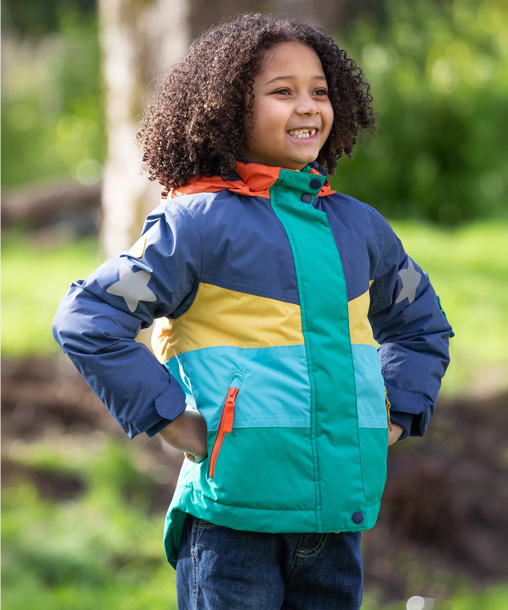 Frugi Snow & Ski Coat - Iguana Colourblock