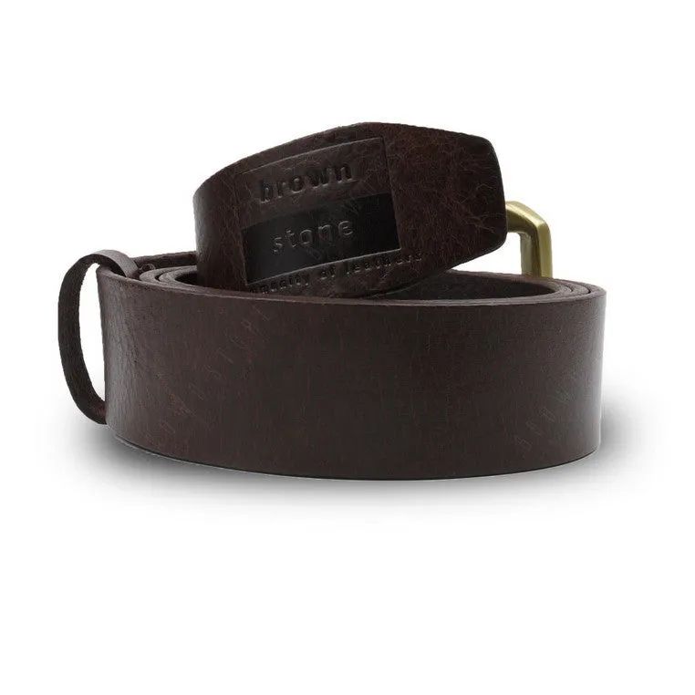 Full Grain Genuine Leather Belt - Milano Dark Brown Solid Brass PAM Buckle