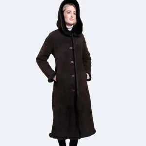 Genuine Norma Sheepskin Best Style Shearling Winter Long Coat