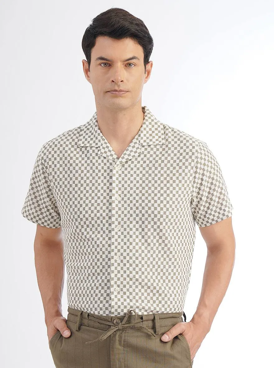 Grey Striped Slim Fit Casual Shirt | JadeBlue