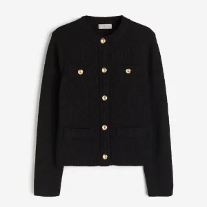 H&M Textured-knit cardigan, black