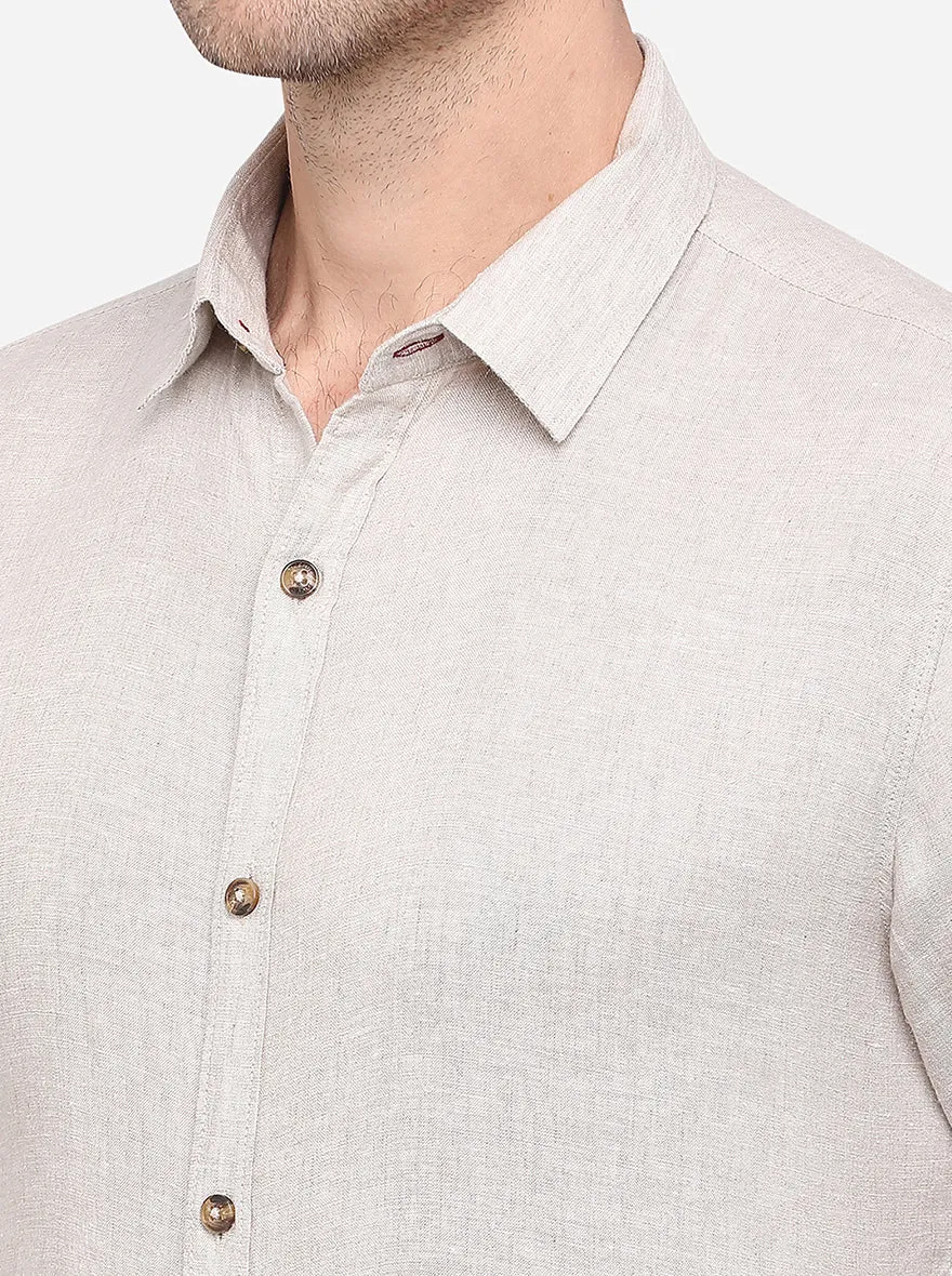 Ivory Solid Slim Fit Casual Shirt | JadeBlue