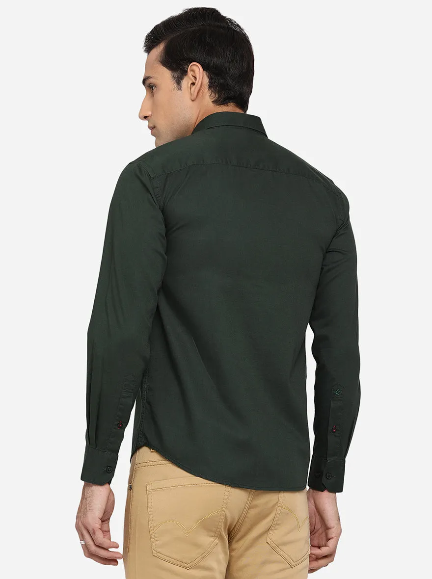 Jungle Green Solid Classic Fit Casual Shirt | Greenfibre