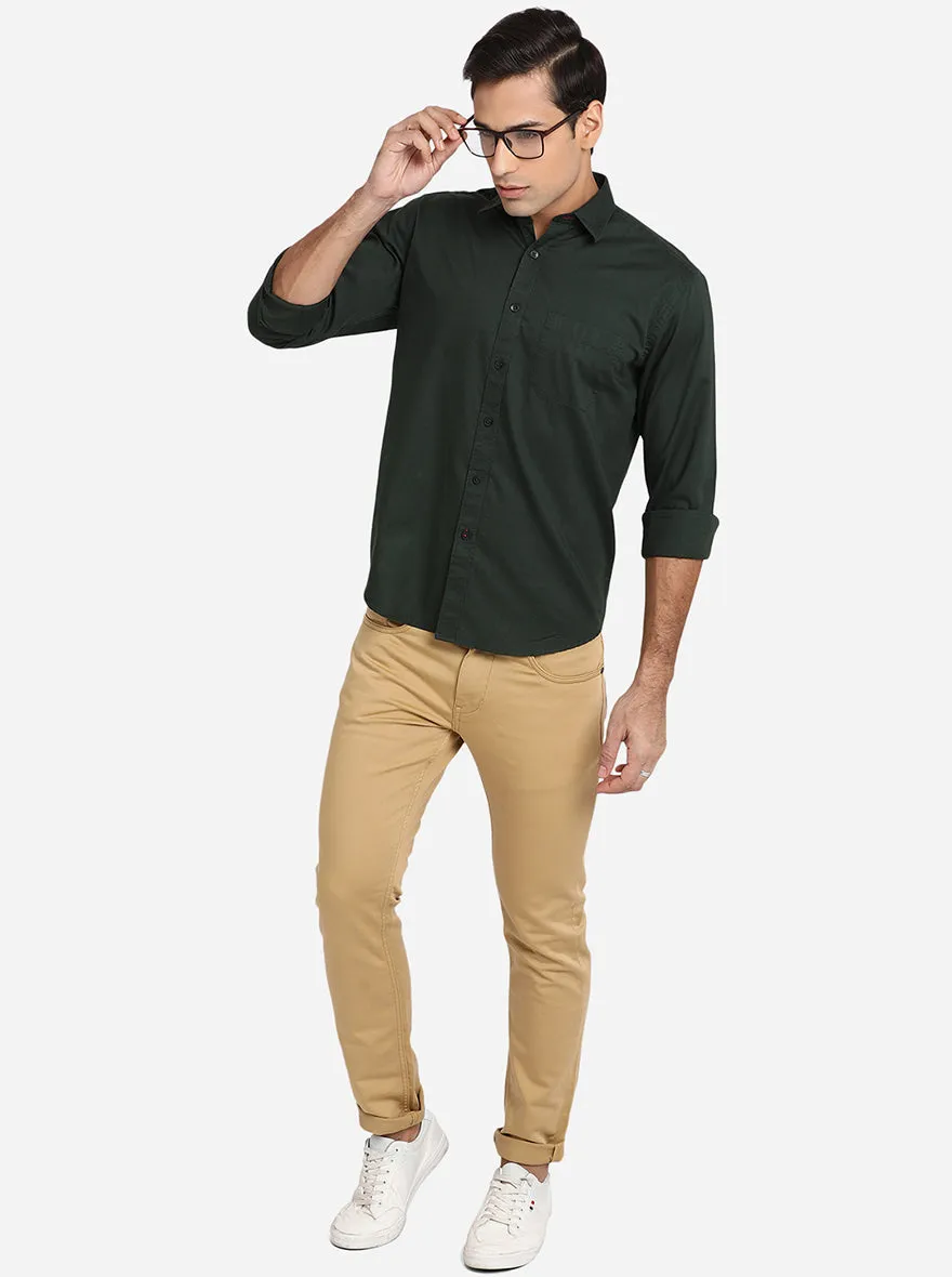 Jungle Green Solid Classic Fit Casual Shirt | Greenfibre