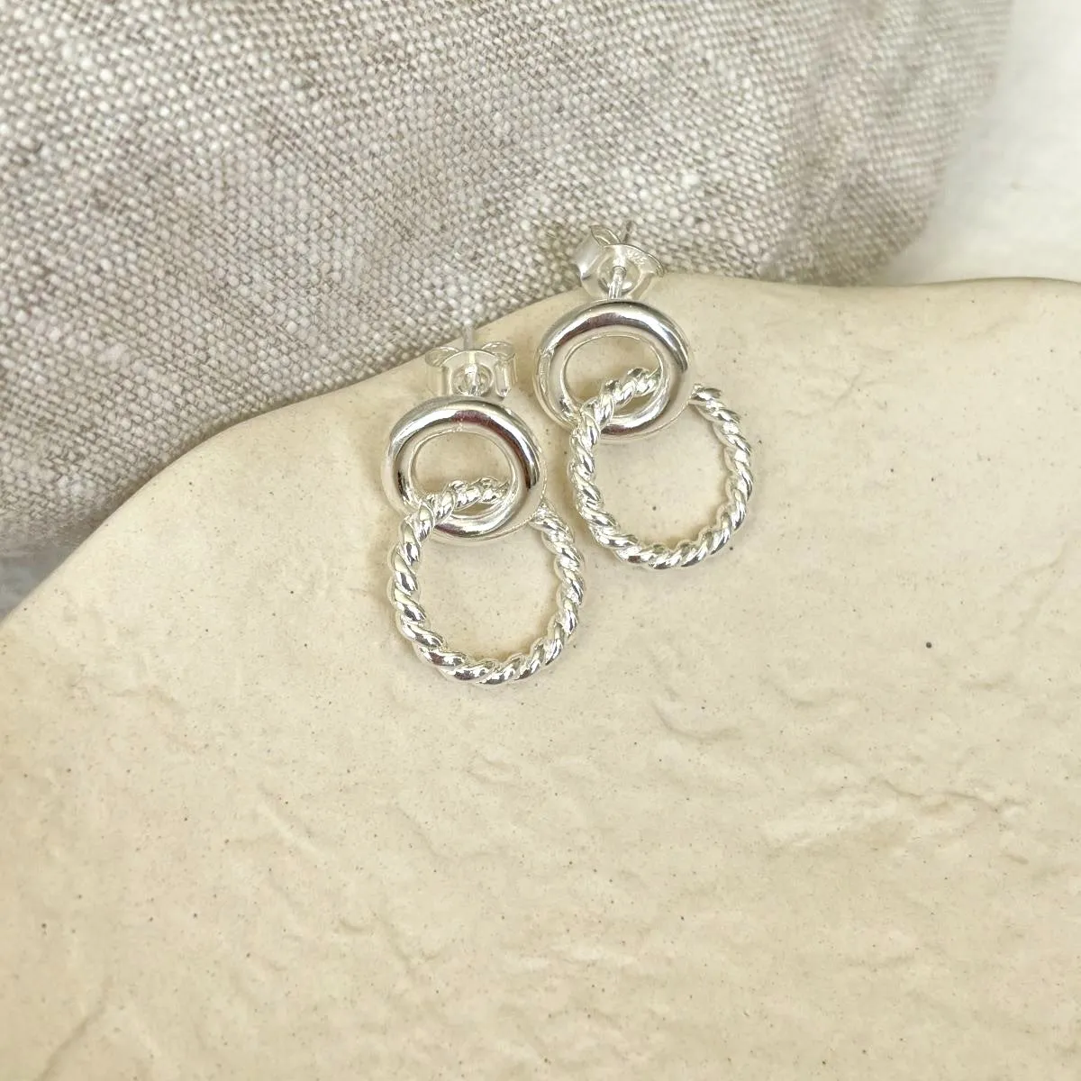 Kelso Alhambra Chunky Twisted Silver Earrings