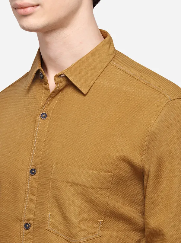 Khaki Slim Fit Solid Casual Shirt | JadeBlue