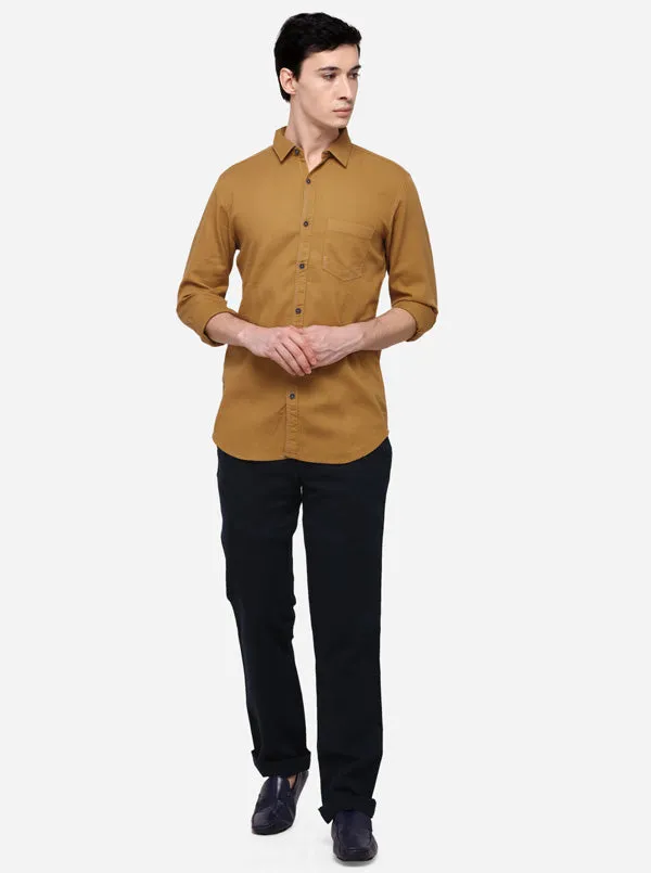 Khaki Slim Fit Solid Casual Shirt | JadeBlue