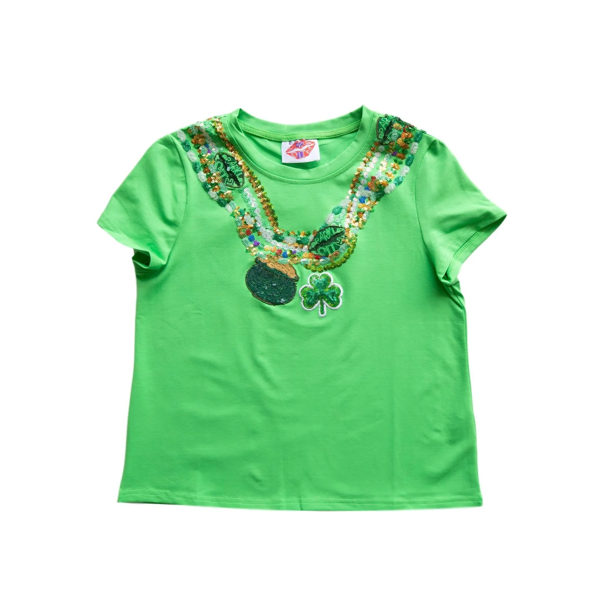 Kids Lucky Light Green Beads Tee