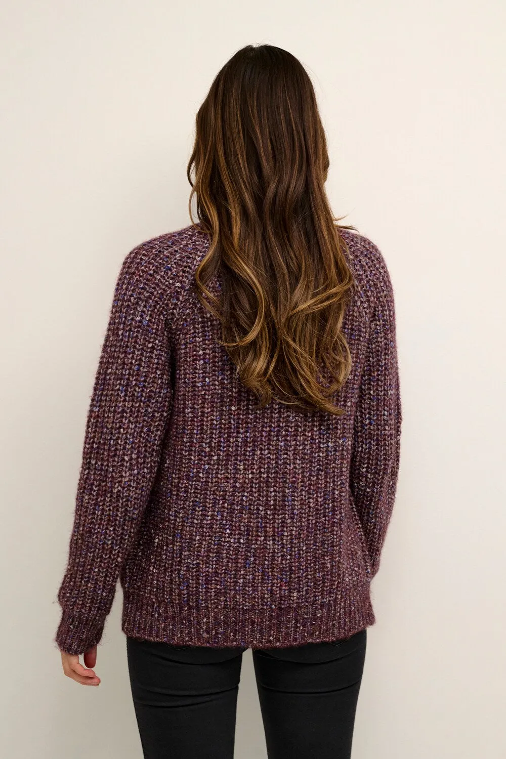 Knitted cardigan Kaffe Belura, burgundy