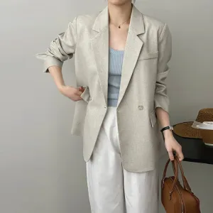 [Korean Style] High Quality 2 Colors Back Slit Loose Fit Lapel Blazer