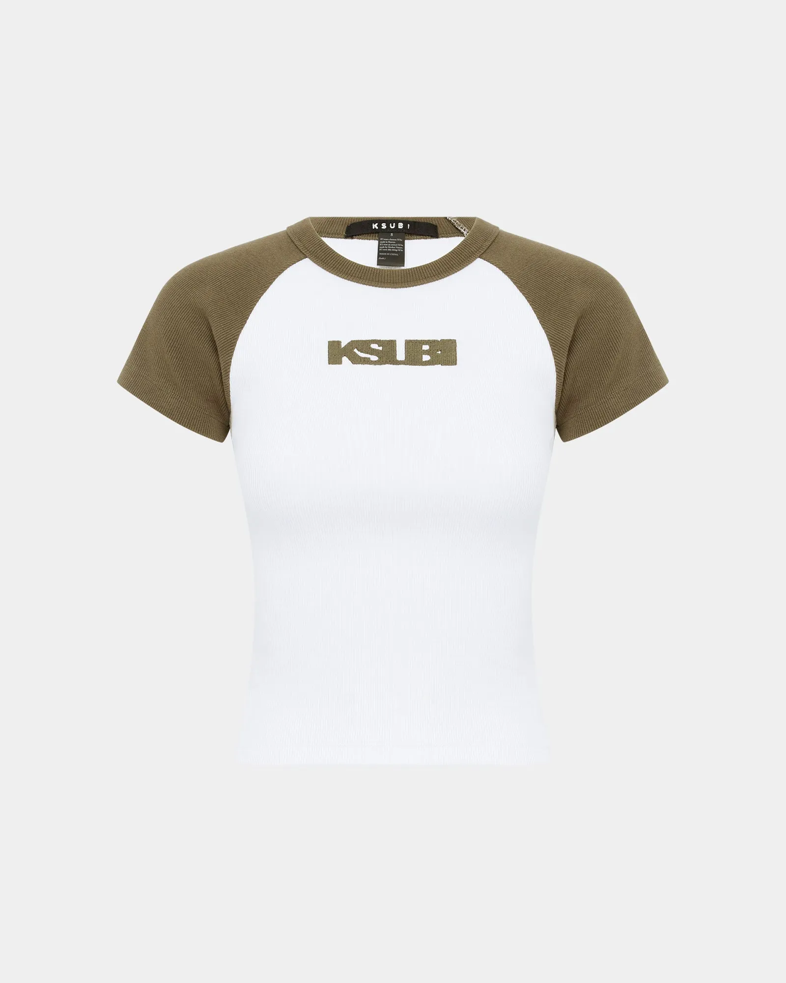 KSB BABY RINGER SS TEE KHAKI/WHITE