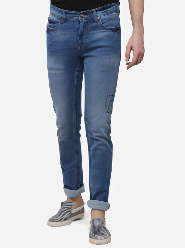 Light Blue Solid Slim Fit Jeans | JadeBlue