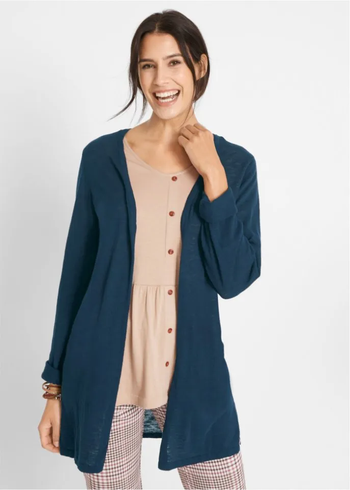 Lightweight cotton cardigan of the highest quality Bpc Bonprix Collection, blue