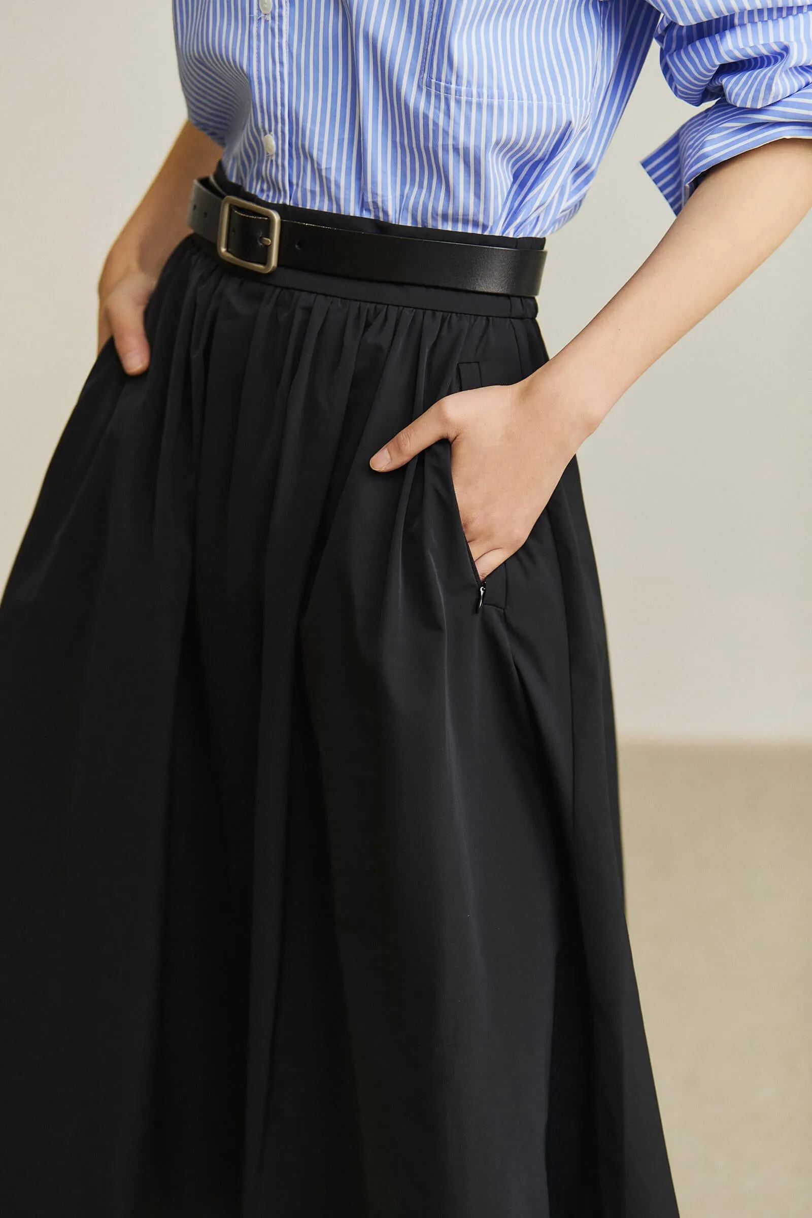 LILY Black High-Waisted A-line Skirt