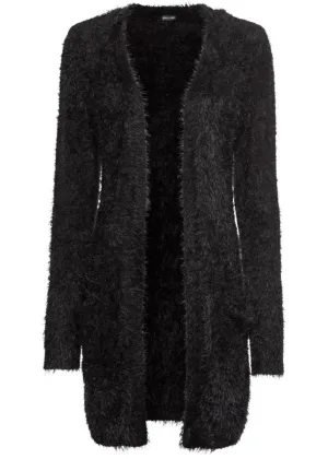 Long cardigan with fleece effect Bodyflirt, black