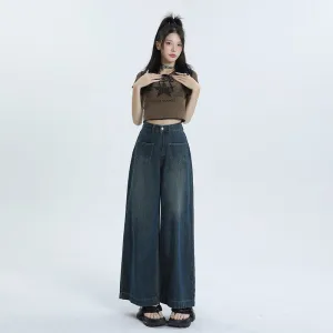 Loose Fit Retro Street Style High-Waisted Wide Leg Jeans