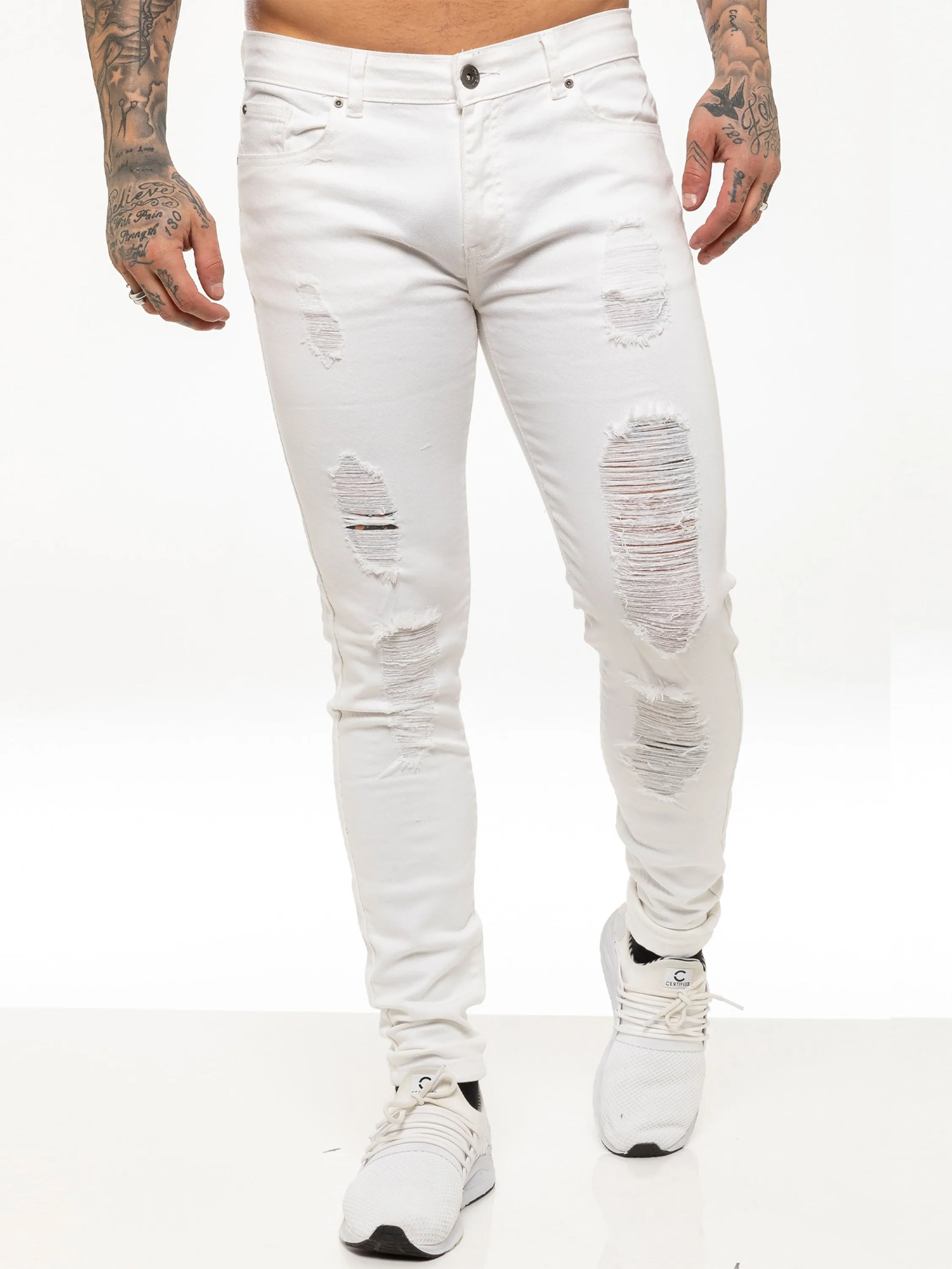 Mens Denim Ripped Denim Jeans| Enzo Designer Menswear