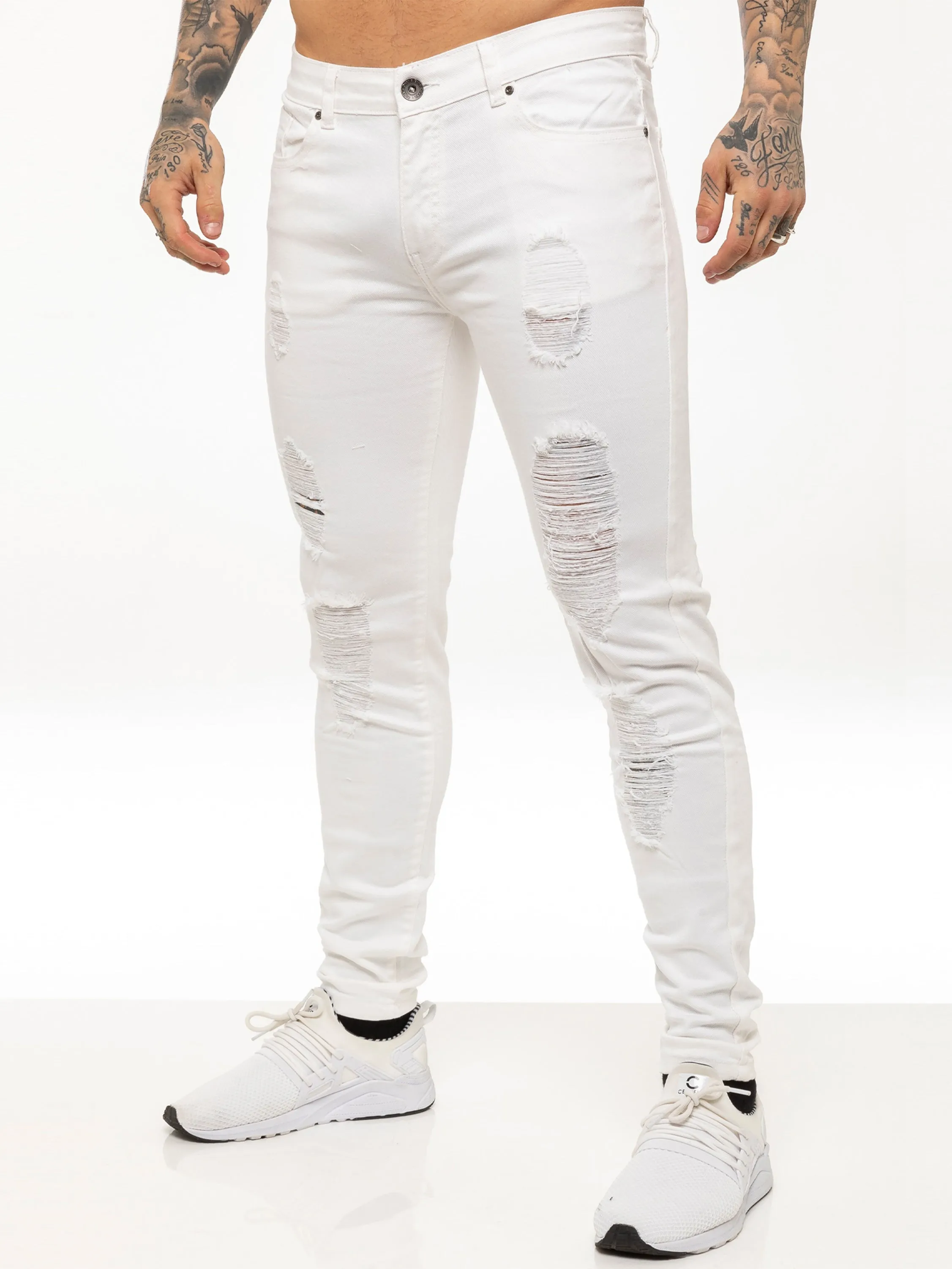 Mens Denim Ripped Denim Jeans| Enzo Designer Menswear