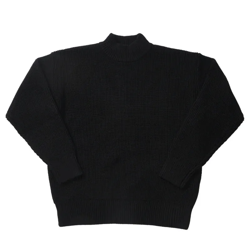 Men's Waffle Pattern Thick Loose Fit Sweater - Crew Neck